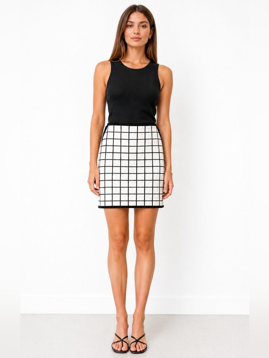 Banana Republic Dresses & Skirts - Banana Republic | Black & White Windowpane Grid Print Lined Skirt Size 14